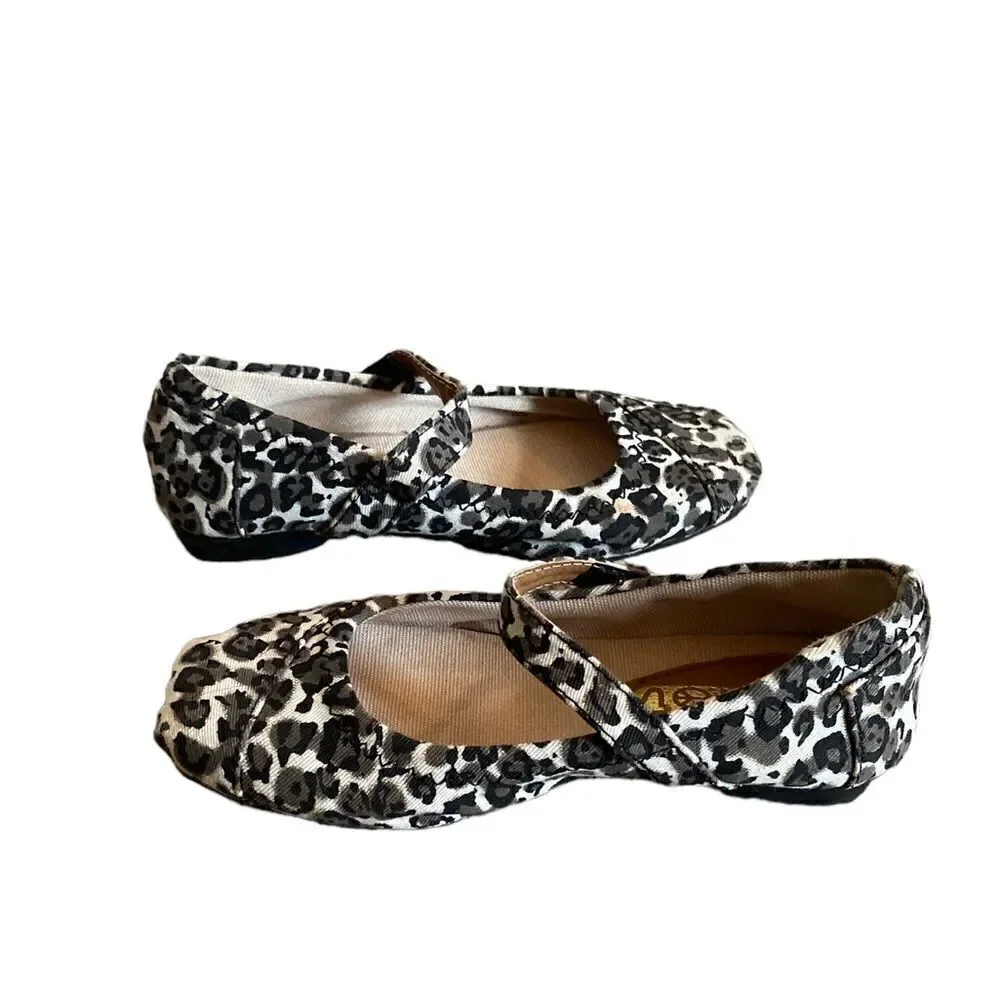 Shoes of Soul Canvas Leopard Mary Janes Size 8